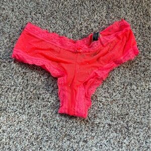 Victoria's Secret Red Lace Panties with Star Charm size M